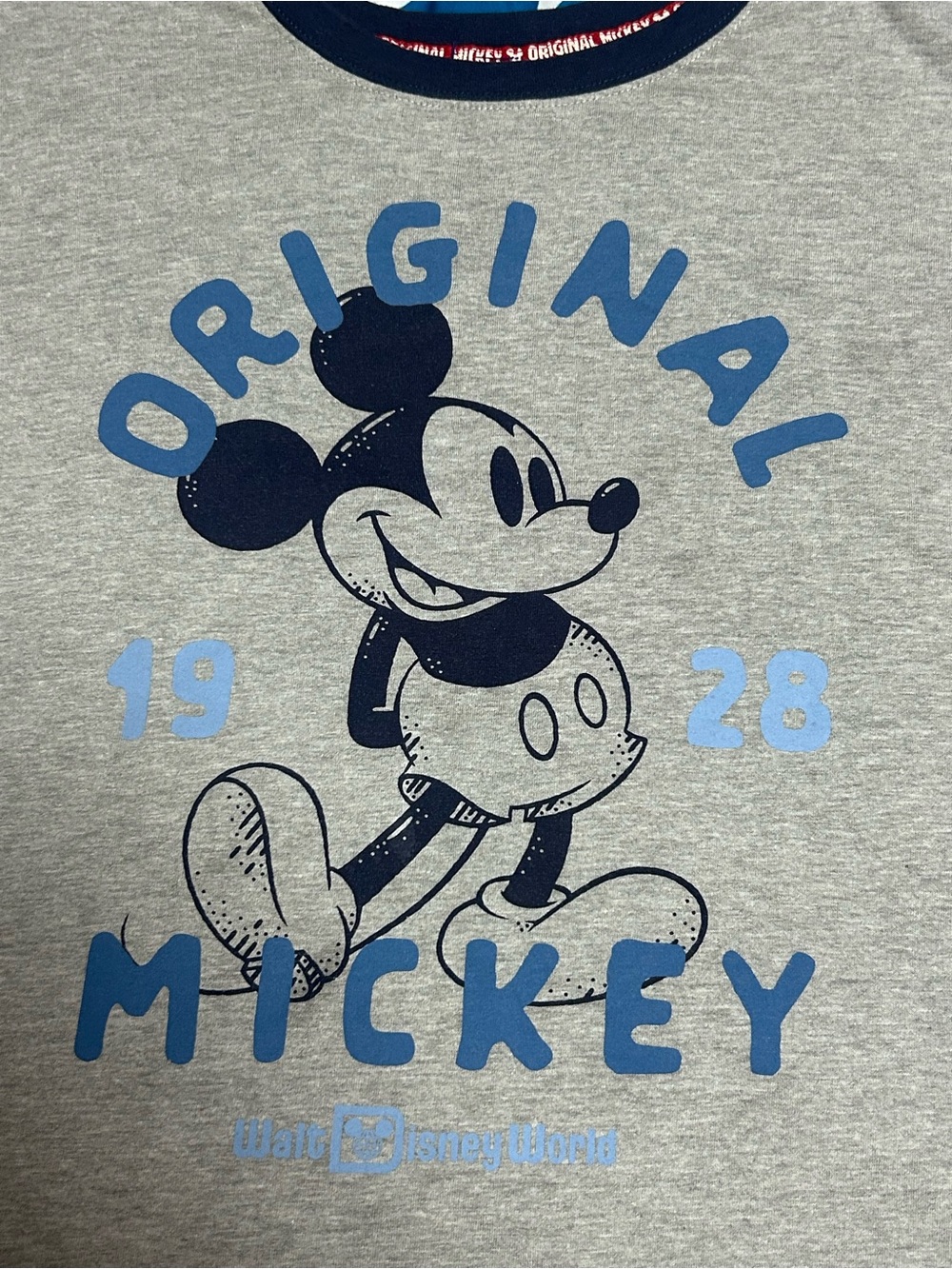 Disney Gray Tee with Navy and Red Trim